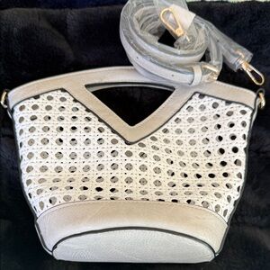 Elegant White and Gray Women's Handbag